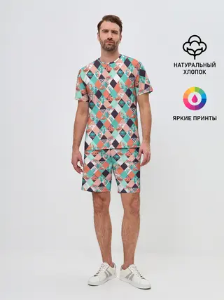 Мужской костюм с шортами / Фламинго