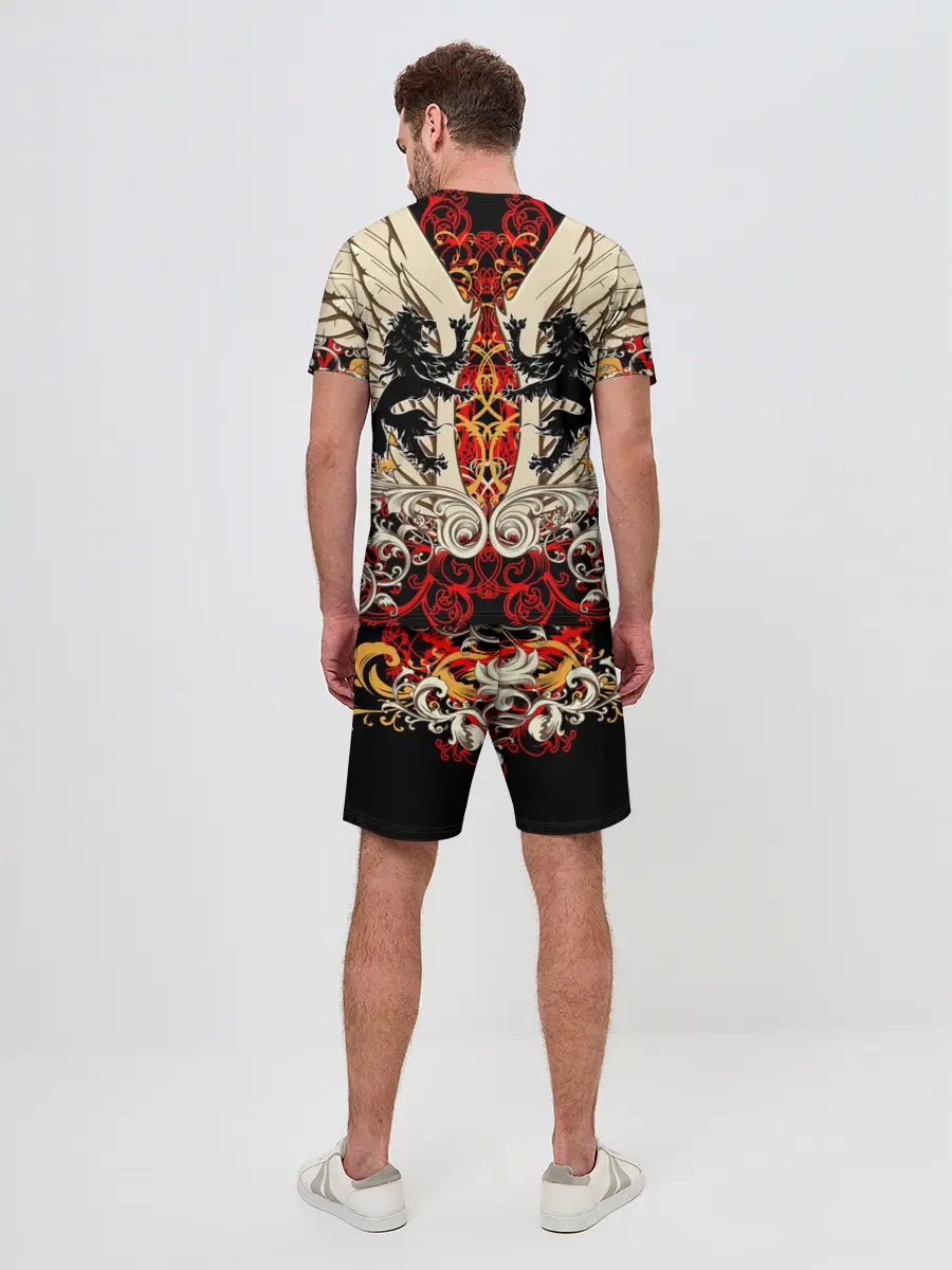 Мужской костюм с шортами / Vintage Skull Art v2