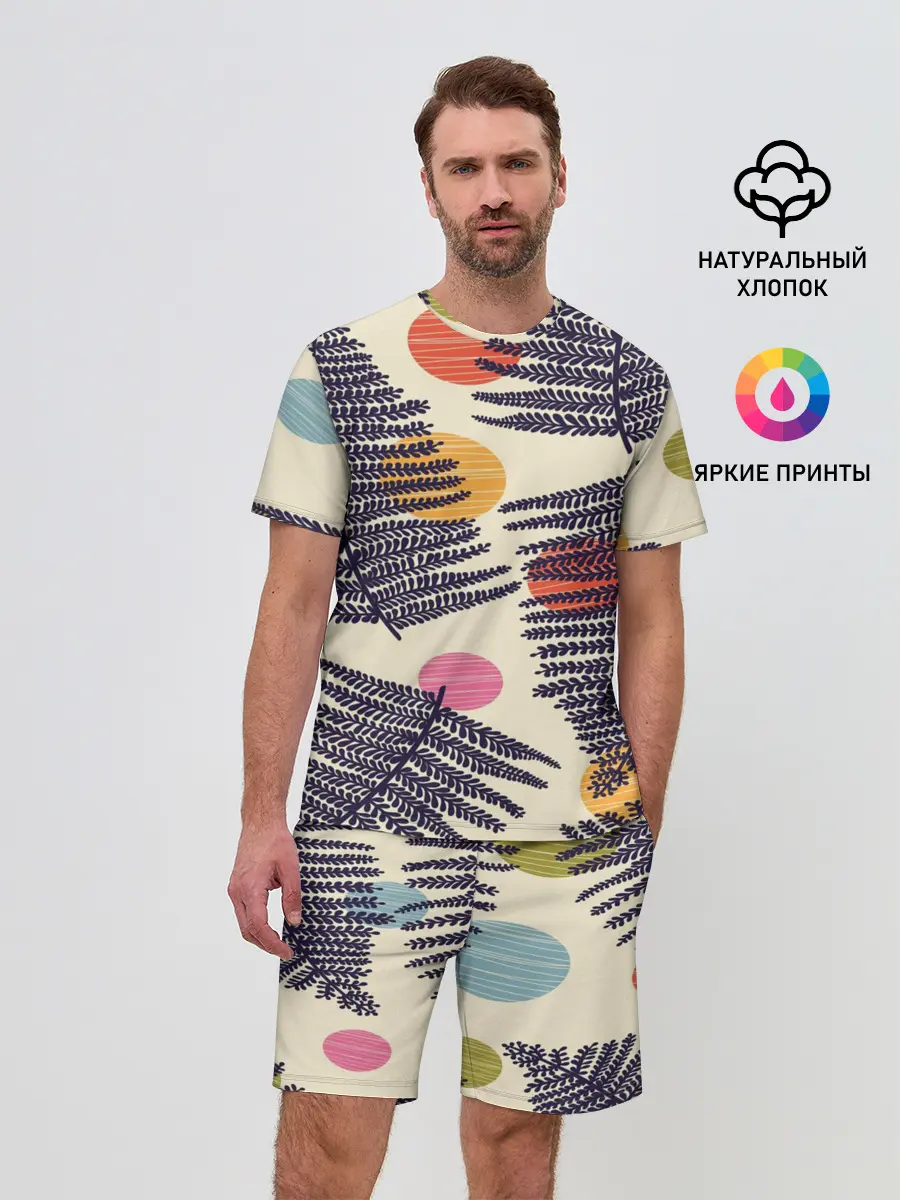 Мужской костюм с шортами / Тропики паттерн