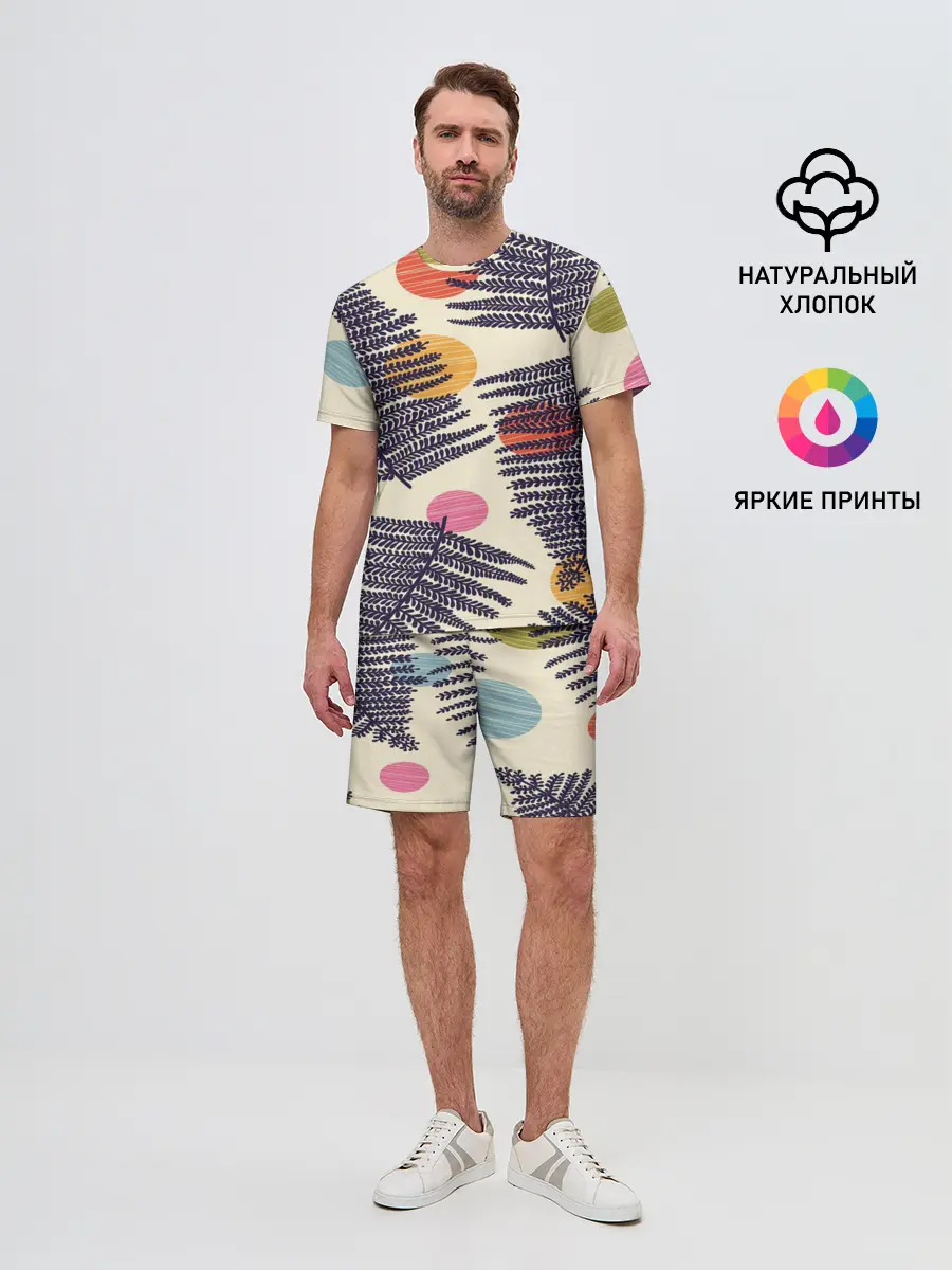 Мужской костюм с шортами / Тропики паттерн