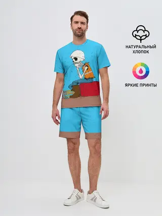 Мужской костюм с шортами / Скелетон геодезист
