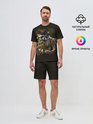 Мужской костюм с шортами / Енот и сова