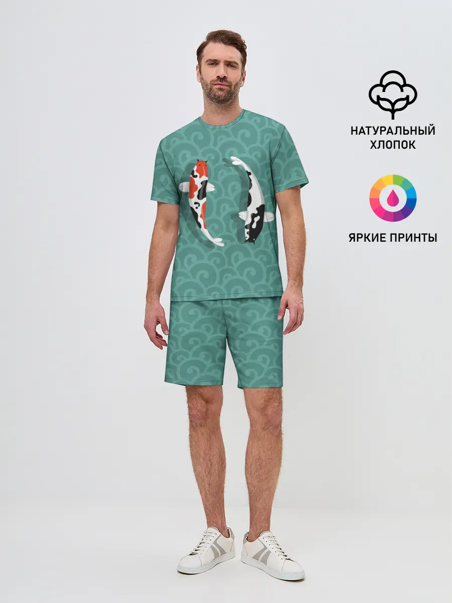 Мужской костюм с шортами / Японские рыбки