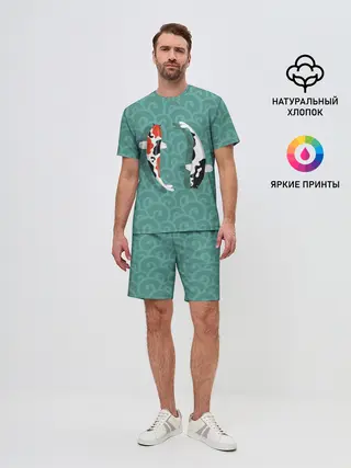 Мужской костюм с шортами / Японские рыбки