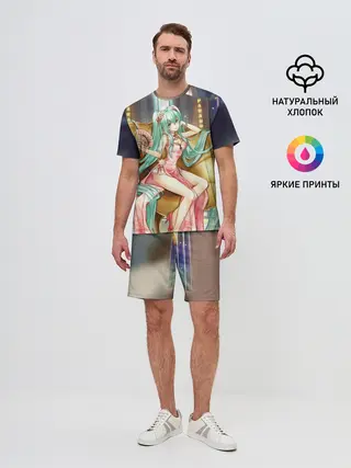 Мужской костюм с шортами / Hatsune Moku на троне