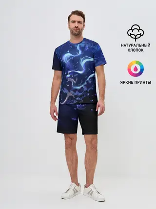 Мужской костюм с шортами / Вокалоид Мику Аква