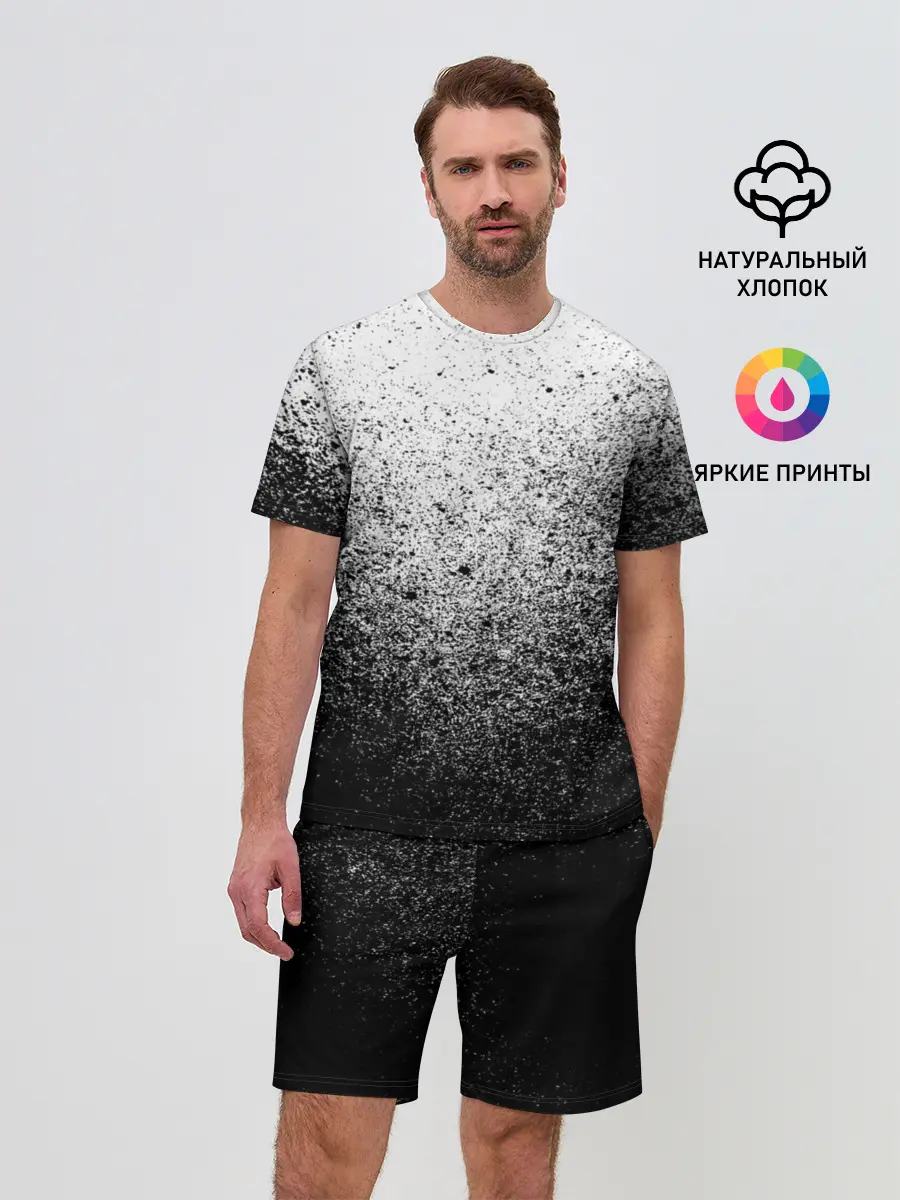 Мужской костюм с шортами / БРЫЗГИ КРАСОК ЧЁРНЫЙ