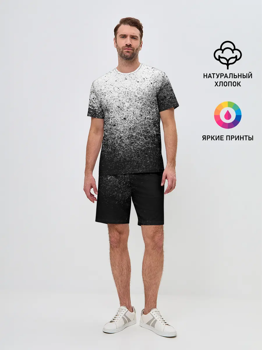 Мужской костюм с шортами / БРЫЗГИ КРАСОК ЧЁРНЫЙ