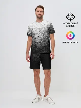 Мужской костюм с шортами / БРЫЗГИ КРАСОК ЧЁРНЫЙ