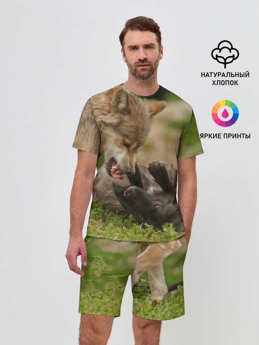 Мужской костюм с шортами / Волки