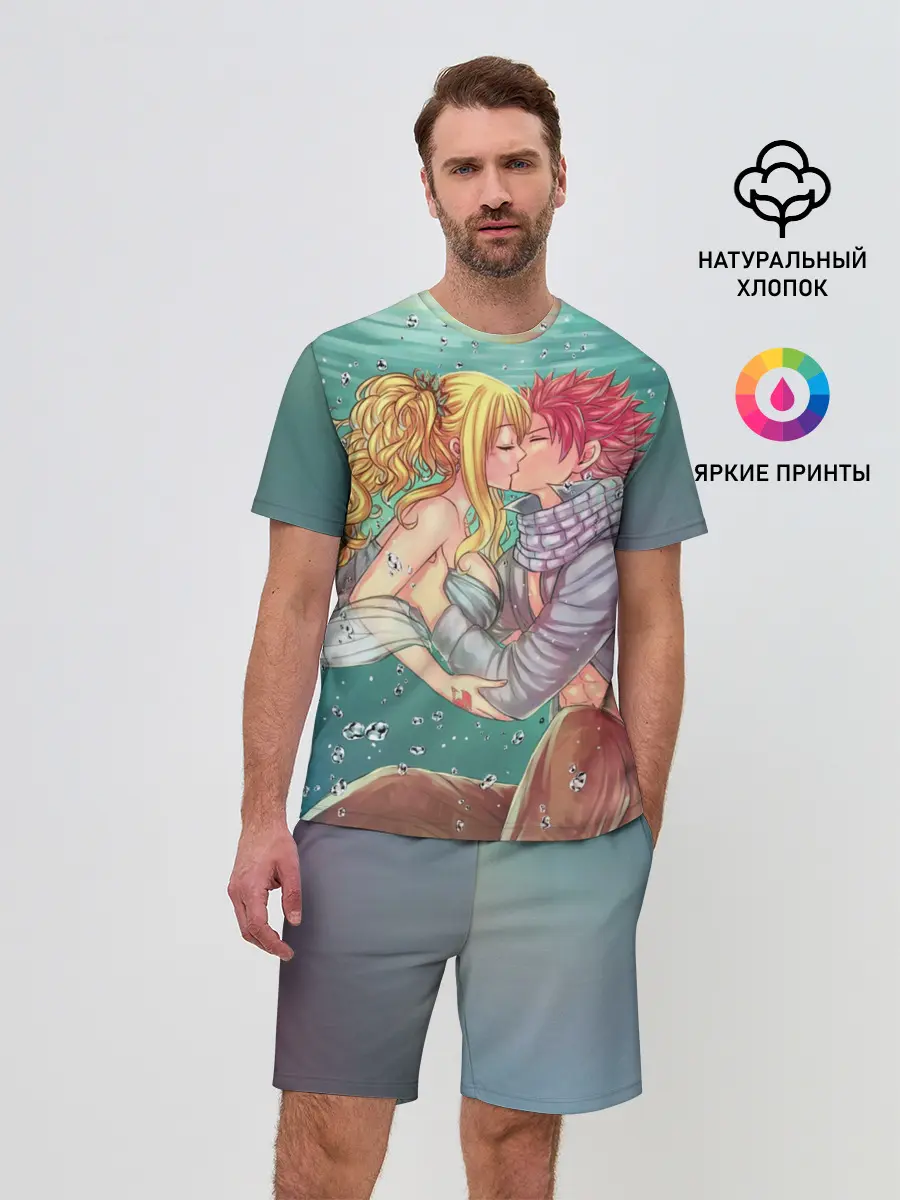 Мужской костюм с шортами / Хвост Феи поцелуй Люси и Нацу