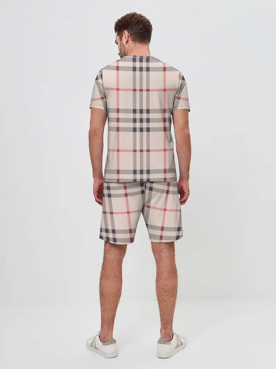 Мужской костюм с шортами / Светлая клетка