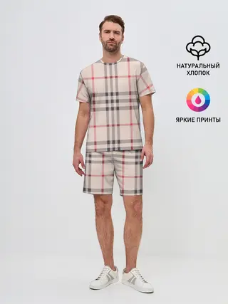 Мужской костюм с шортами / Светлая клетка