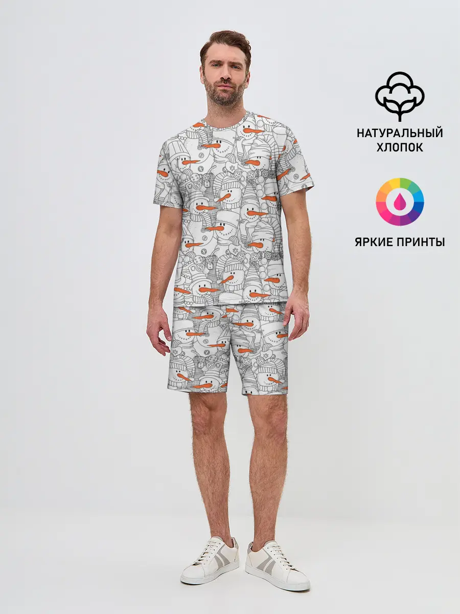 Мужской костюм с шортами / Снеговики