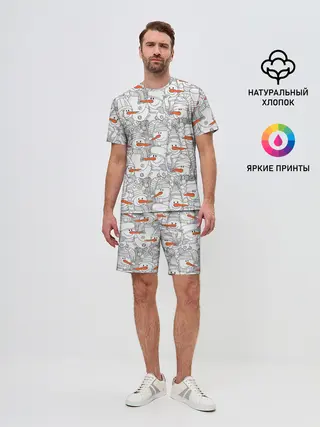 Мужской костюм с шортами / Снеговики