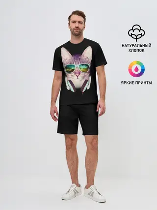 Мужской костюм с шортами / Кот в Наушниках