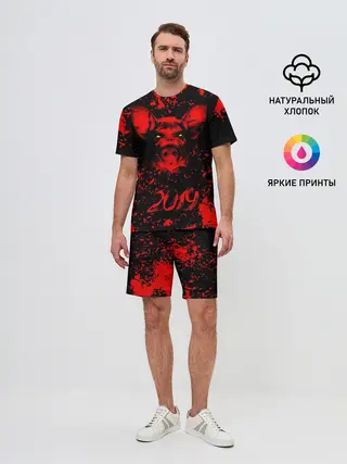 Мужской костюм с шортами / Красный поросенок
