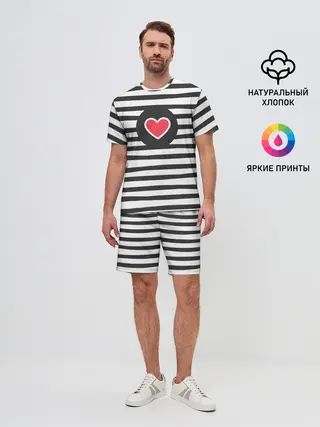 Мужской костюм с шортами / Сердце в полоску