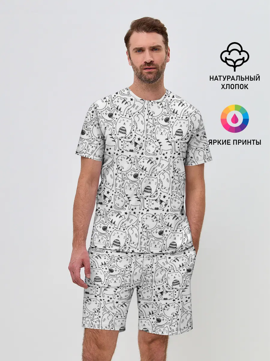 Мужской костюм с шортами / котики и кошки
