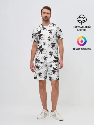 Мужской костюм с шортами / Панды На Велосипеде