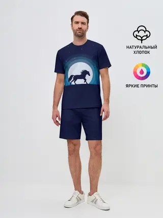 Мужской костюм с шортами / Лошадь под луной