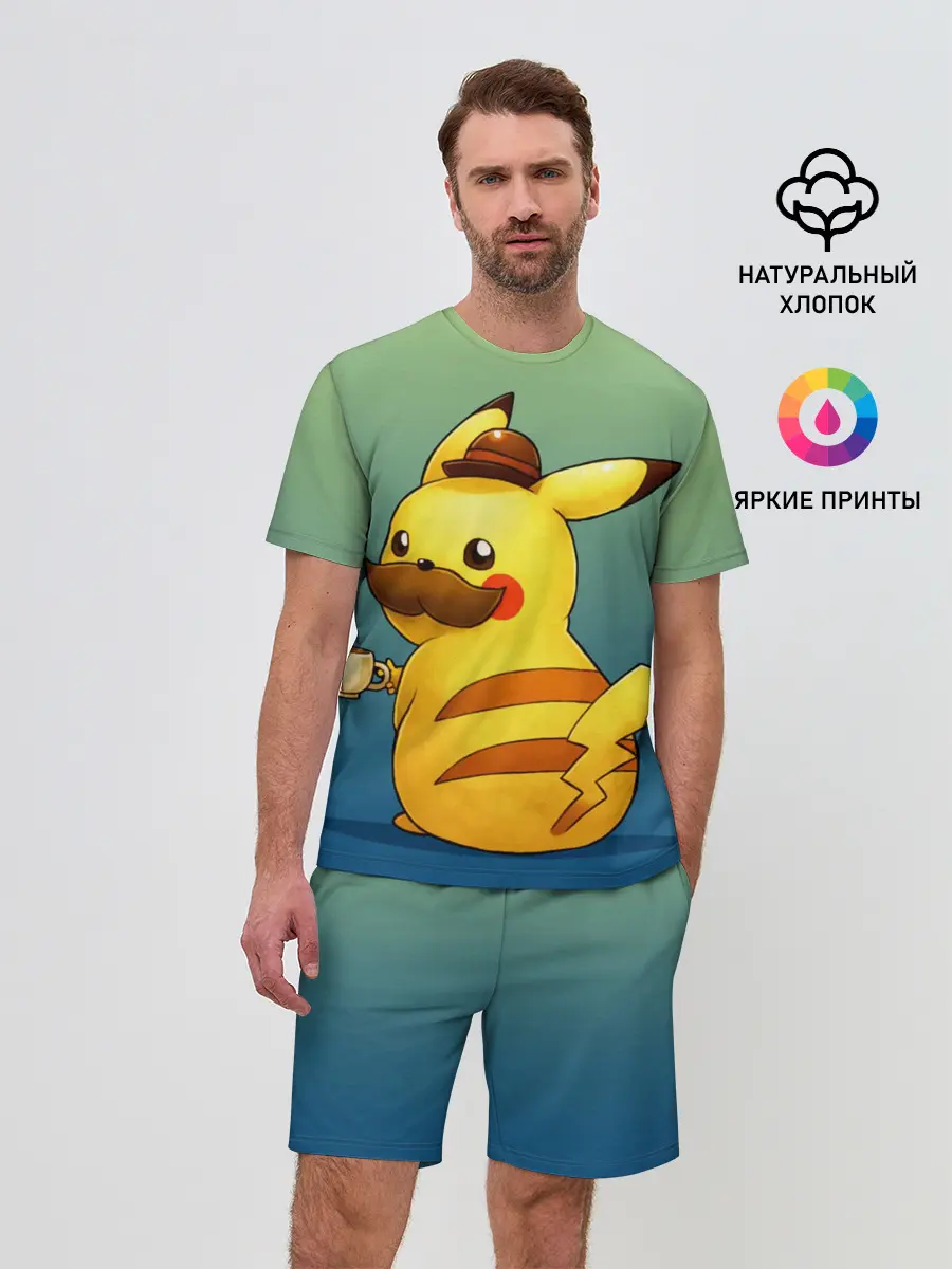 Мужской костюм с шортами / Детектив Пикачу