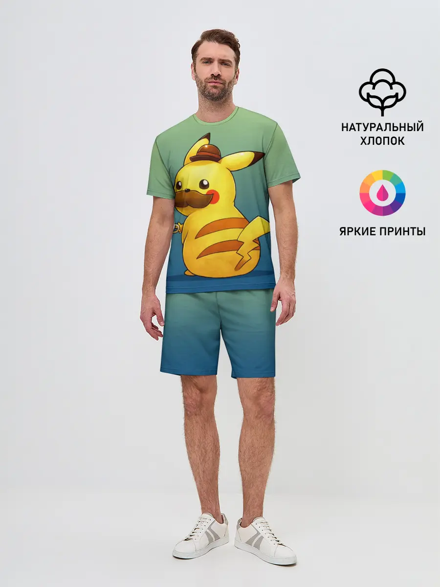 Мужской костюм с шортами / Детектив Пикачу
