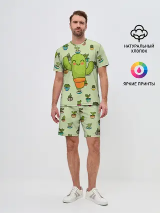 Мужской костюм с шортами / Веселый кактус
