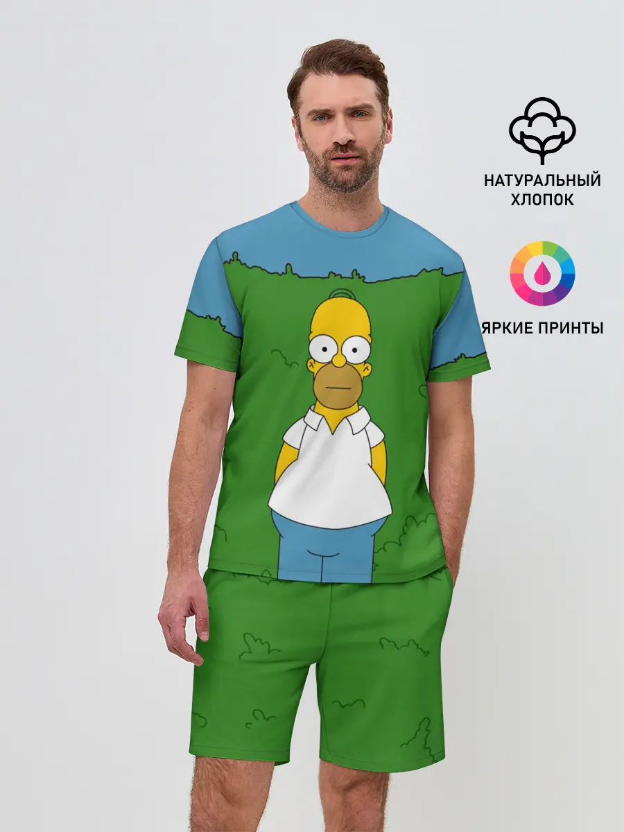 Мужской костюм с шортами / Гомер Симпсон в кустах