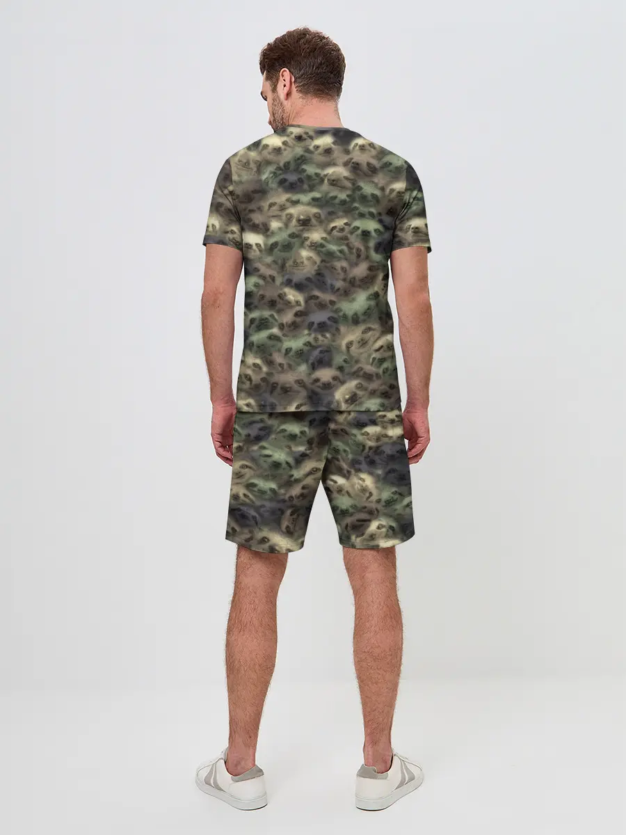 Мужской костюм с шортами / Камуфляж с ленивцами
