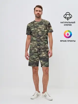 Мужской костюм с шортами / Камуфляж с ленивцами