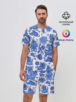 Мужской костюм с шортами / Сибирская гжель