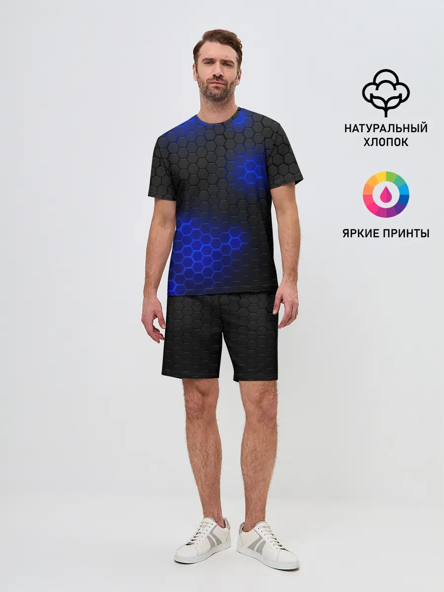 Мужской костюм с шортами / СТАЛЬНАЯ БРОНЯ | НЕОНОВАЯ БРОНЯ