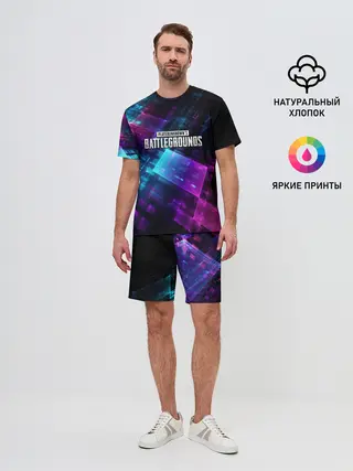 Мужской костюм с шортами / Pubg neon style 2019