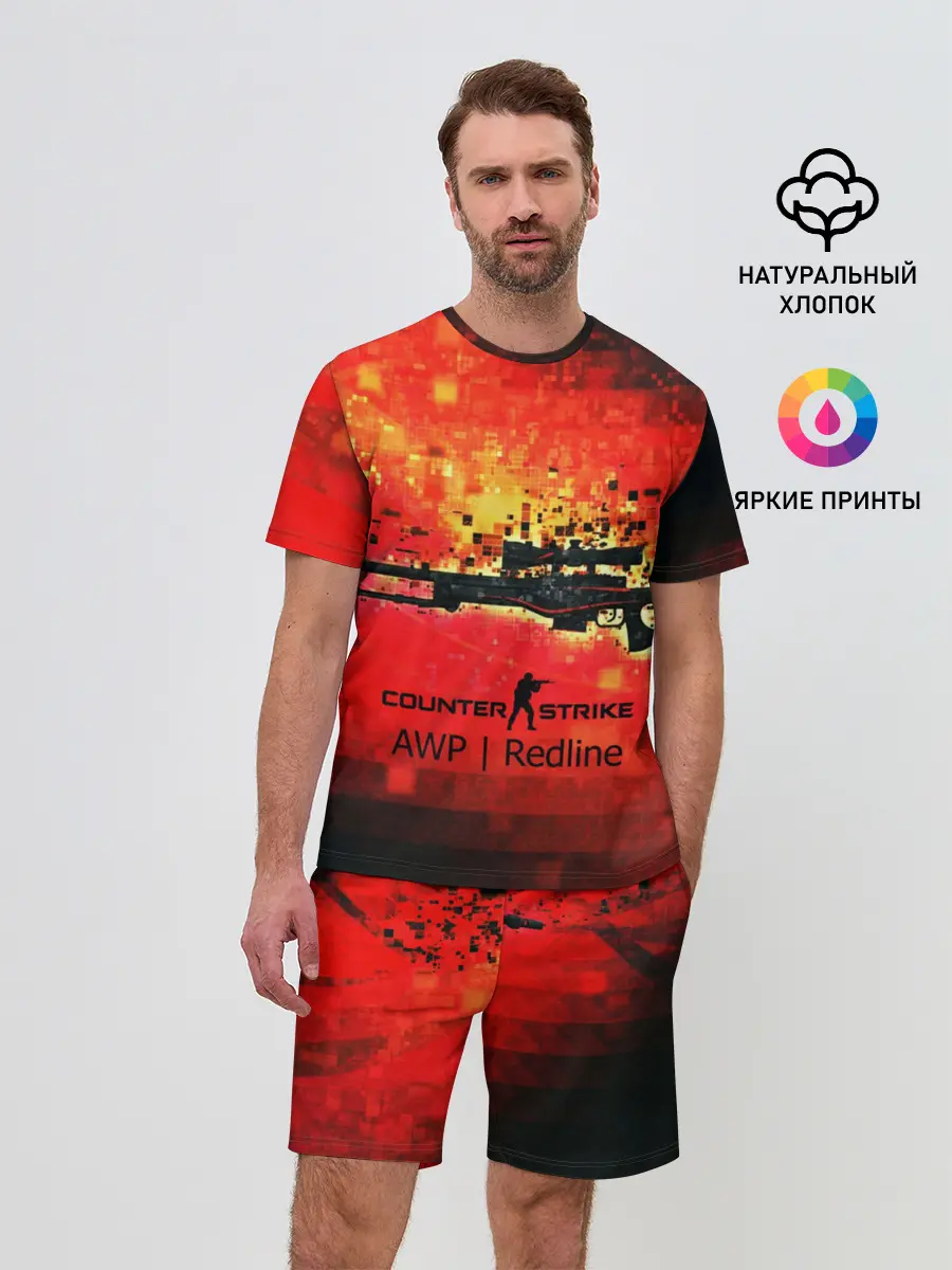 Мужской костюм с шортами / cs go:AWP:Red Line