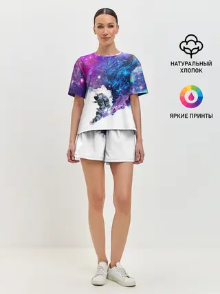 Женская пижама с шортами / Космический сноуборд