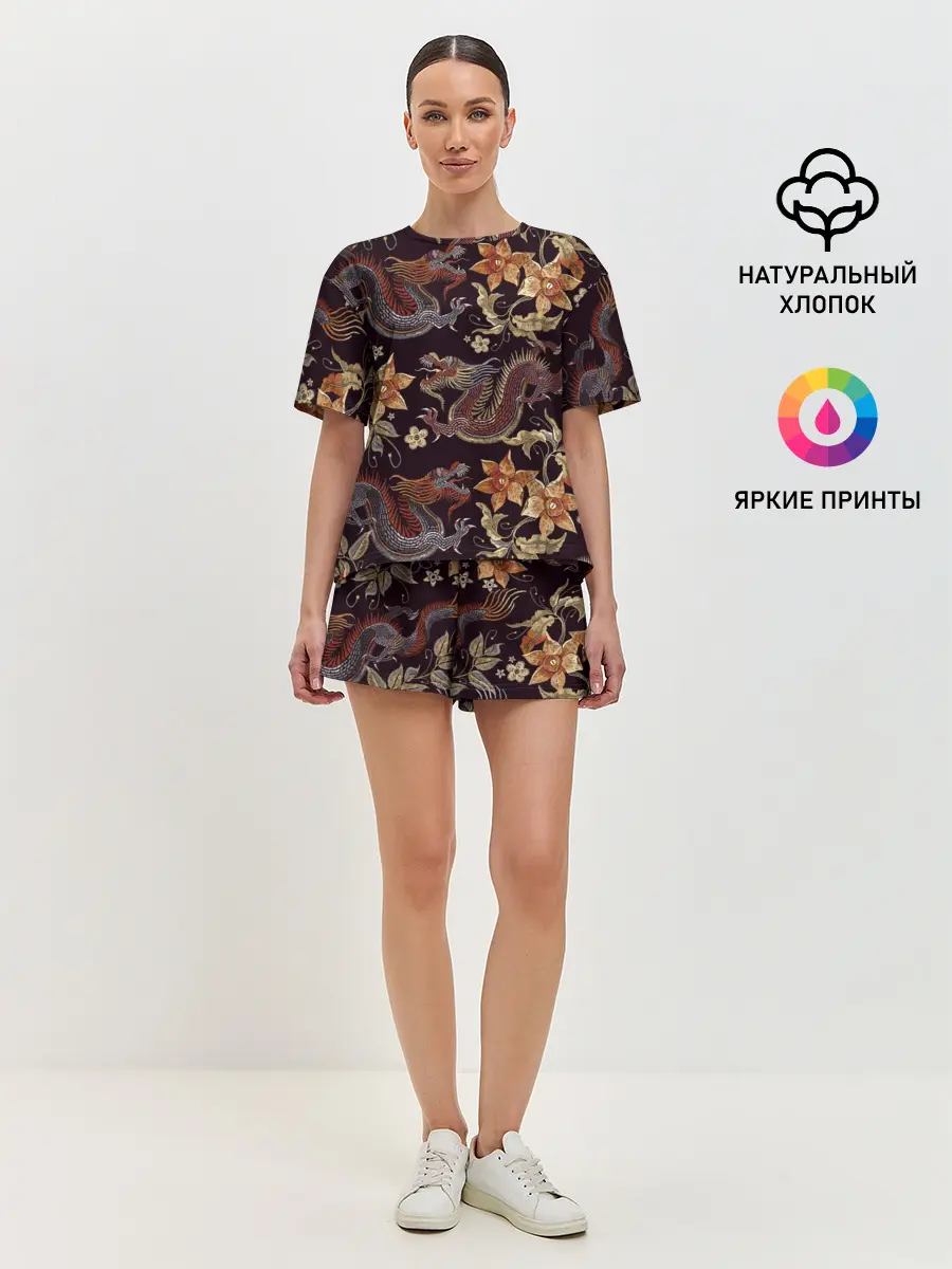 Женская пижама с шортами / Японские драконы