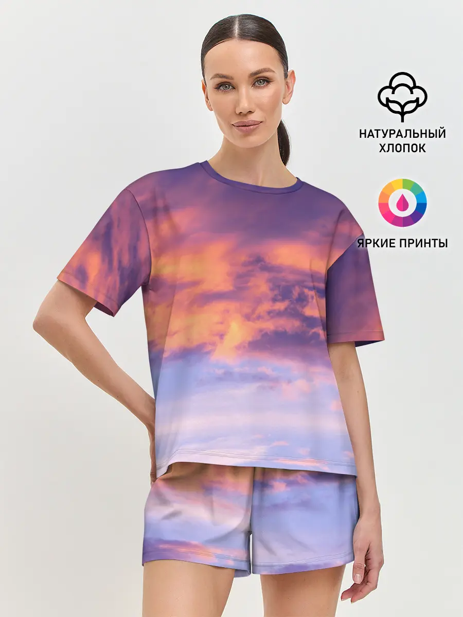 Женская пижама с шортами / В небе