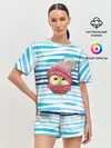 Женская пижама с шортами / Сова в шапке