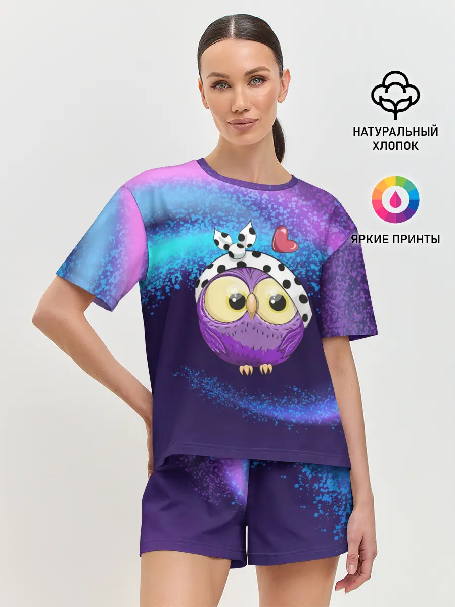 Женская пижама с шортами / Стильная сова