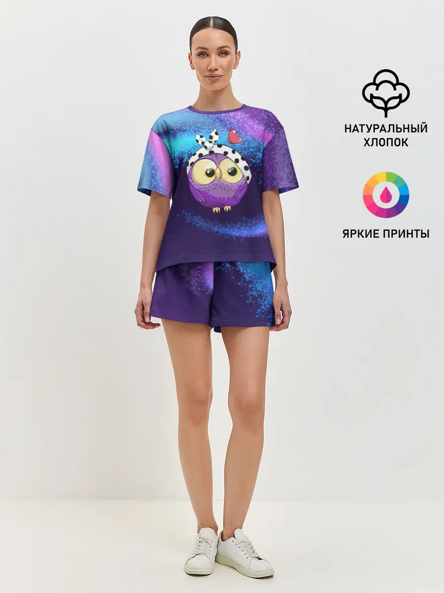 Женская пижама с шортами / Стильная сова
