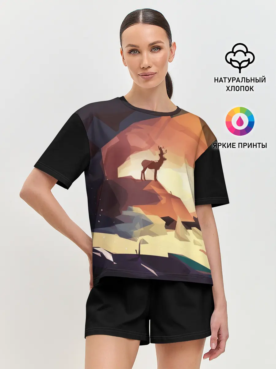 Женская пижама с шортами / Абстрактный олень