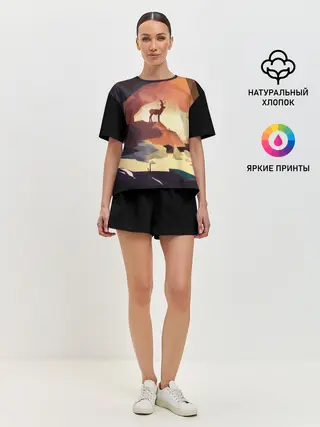 Женская пижама с шортами / Абстрактный олень