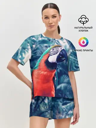 Женская пижама с шортами / Попугай