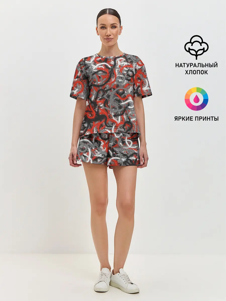 Женская пижама с шортами / Сколопендры