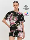 Женская пижама с шортами / Пионы на Чёрном
