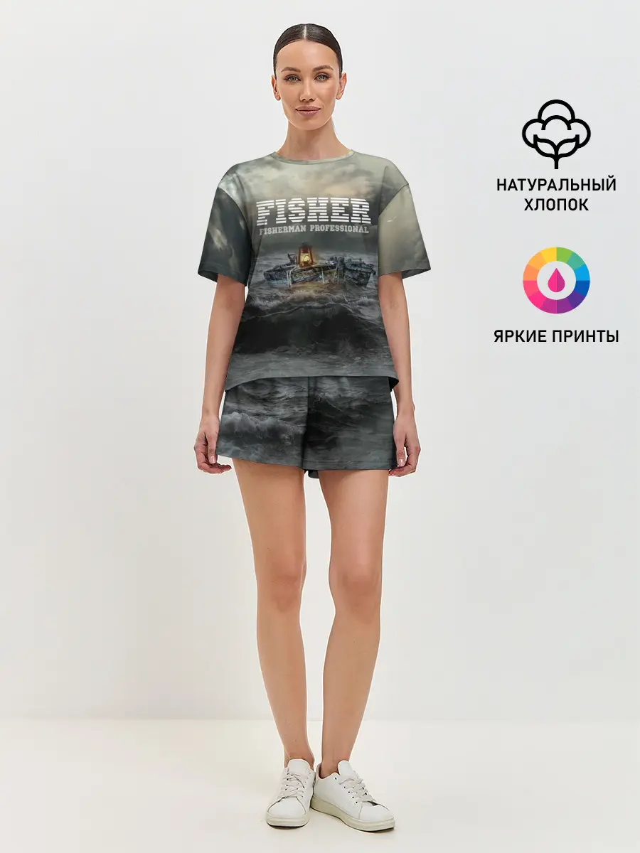 Женская пижама с шортами / Профессиональный рыбак