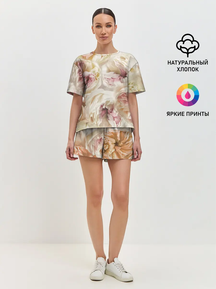 Женская пижама с шортами / Нежные Пионы