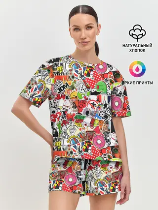 Женская пижама с шортами / Sticker Bombing