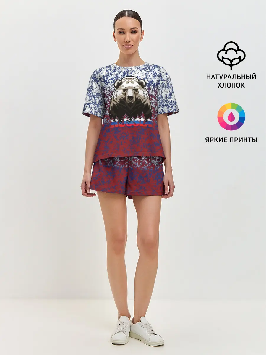 Женская пижама с шортами / Русский медведь
